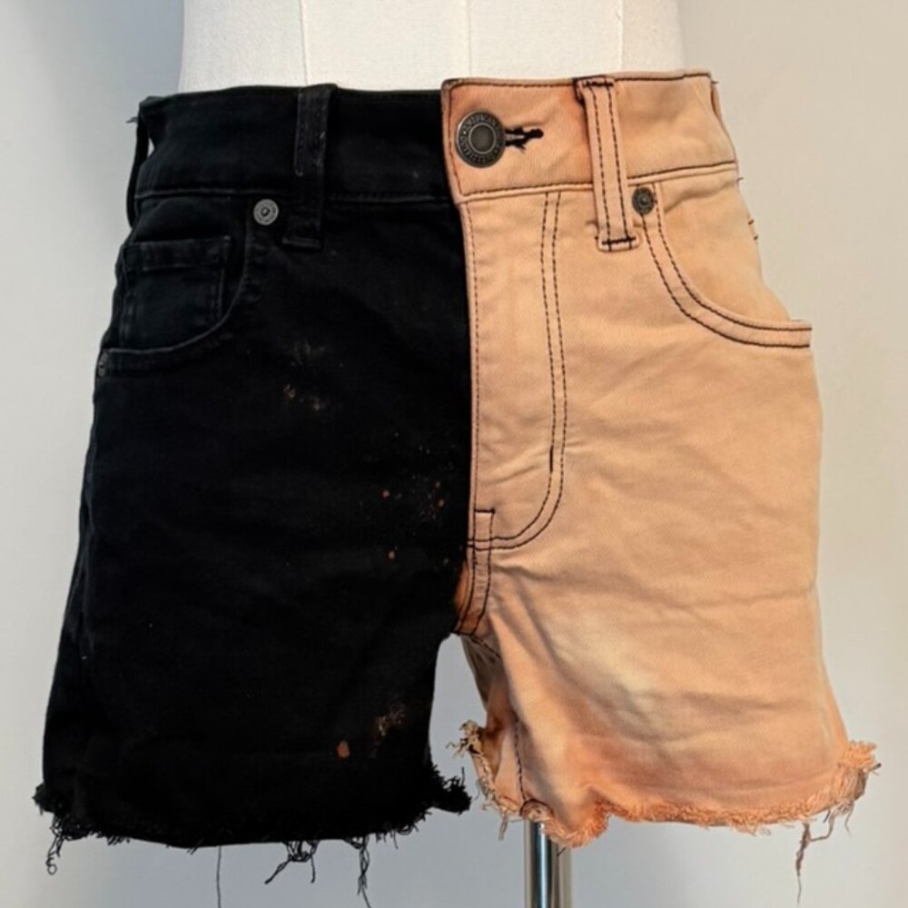 American Eagle Womens Sz 6 Two Tone Bleached Next Level Stretch High-rise Shorts
